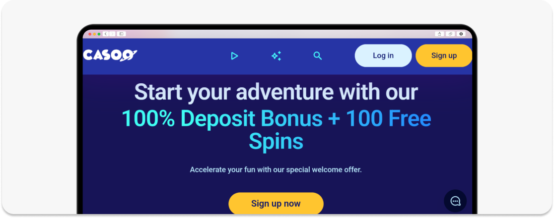 A screenshot of Casoo Casino welcome offer