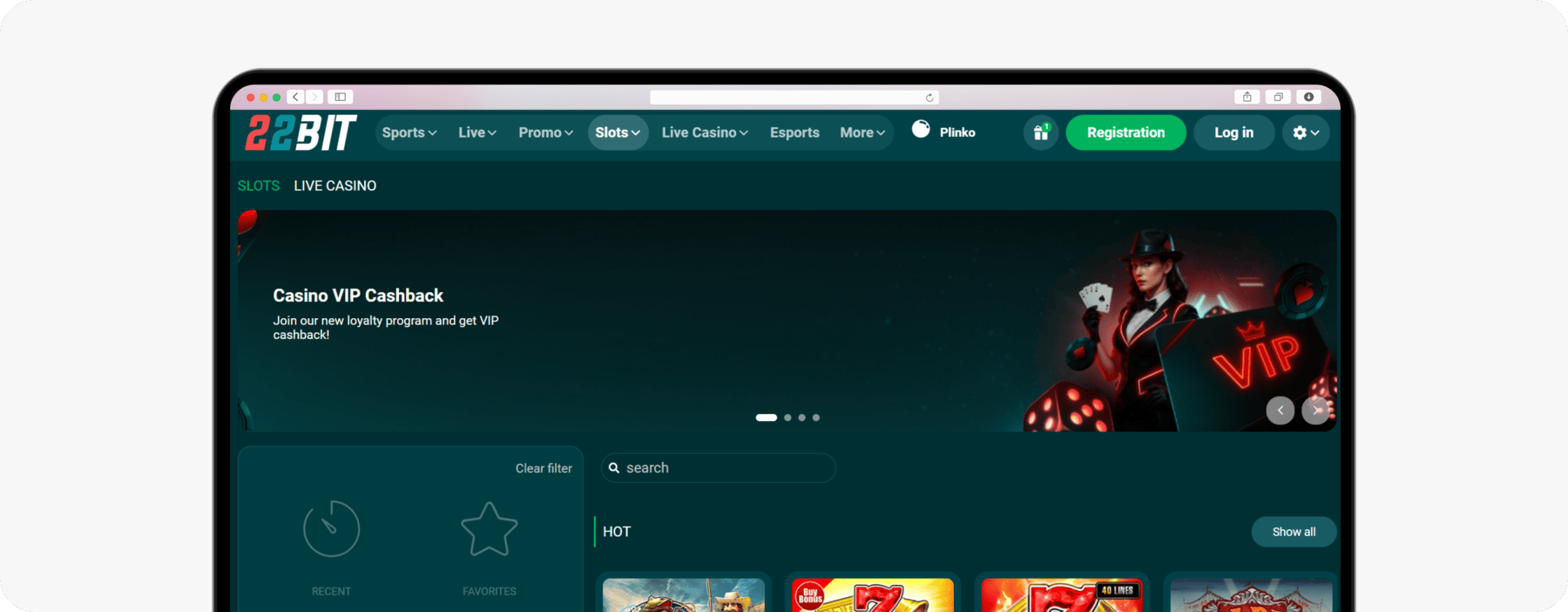 screenshot of 22bit homepage