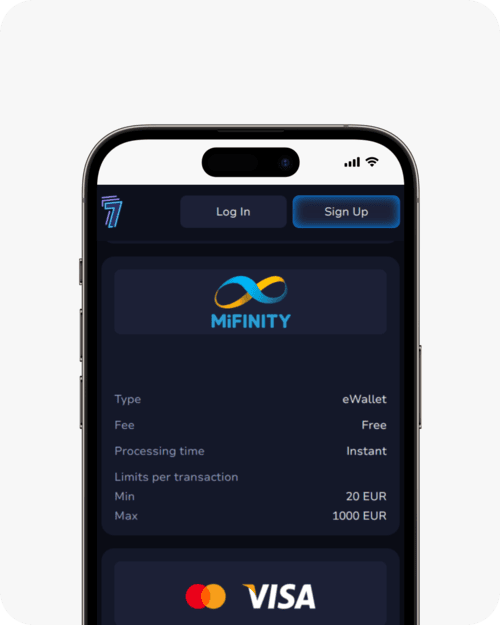 screenshot of 7bit casino mifinity payment info