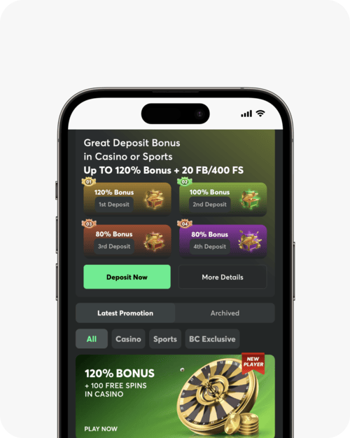 screenshot of bc.game promotions page