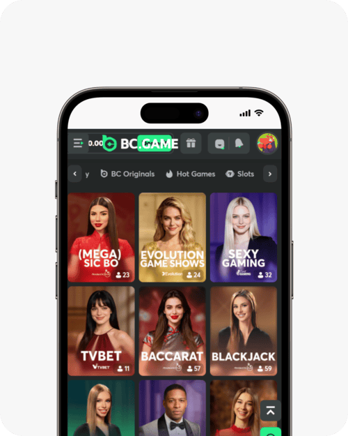 screenshot of bc.game live casino games