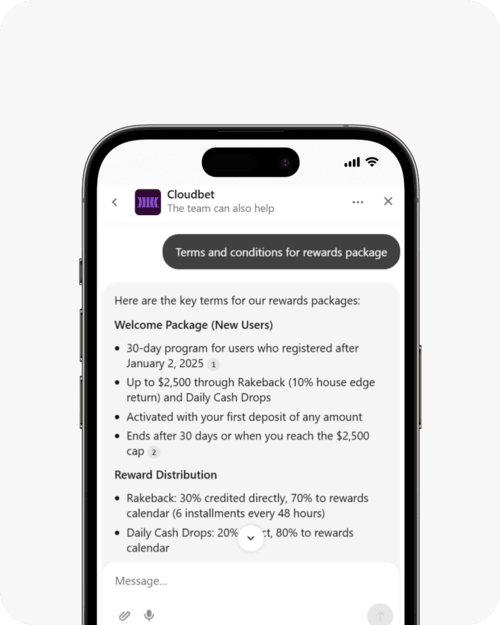 screenshot of cloudbet welcome package key terms