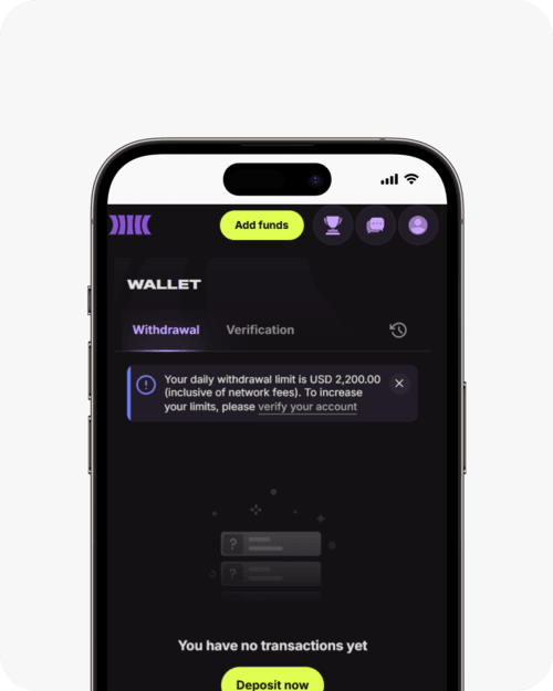 screenshot of cloudbet withdrawal limit