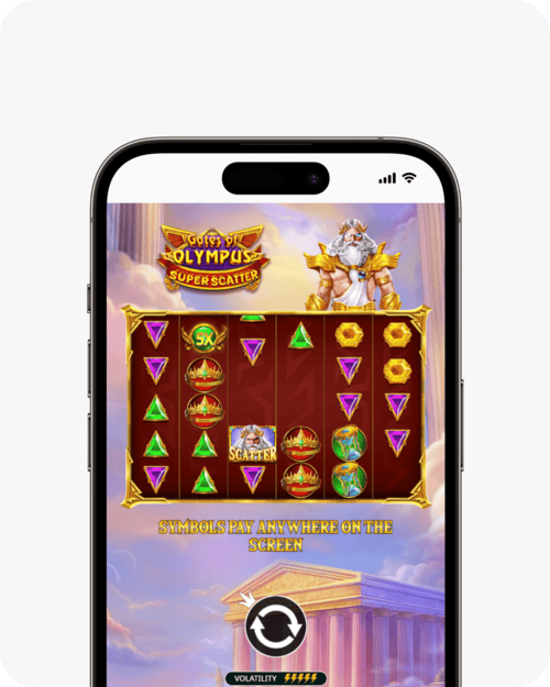 screenshot of cloudbet gates of olympus super scatter slot