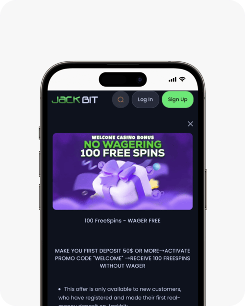 screenshot of jackbit casino welcome bonus
