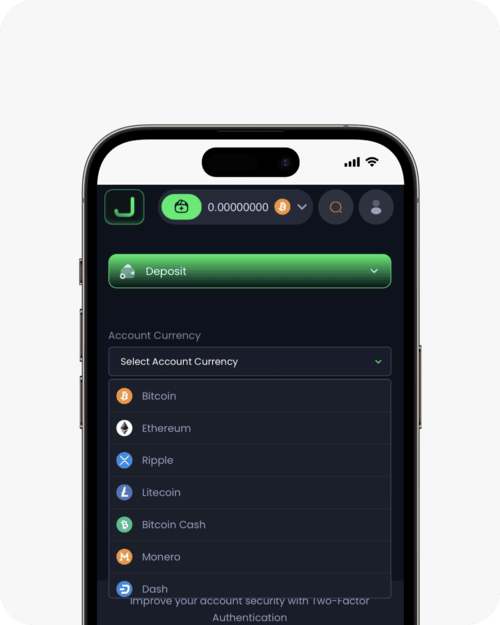 screenshot of jackbit deposit page