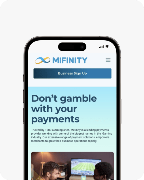 screenshot of mifinity igaming page