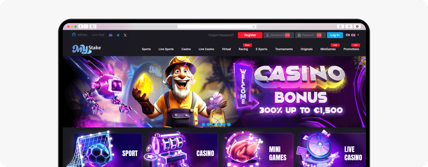 screenshot of mystake homepage