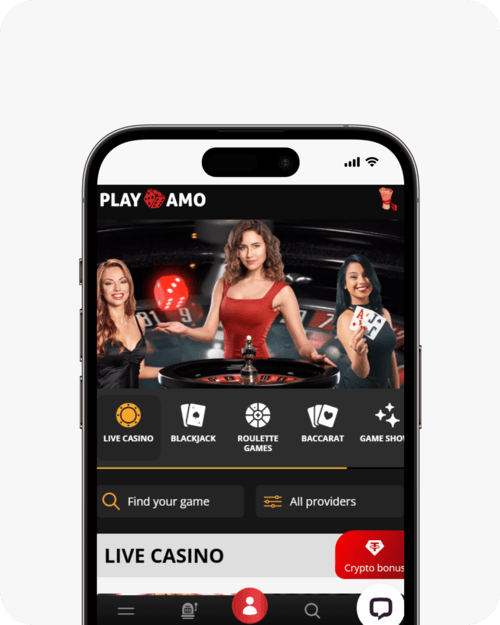 screenshot of playamo live casino page