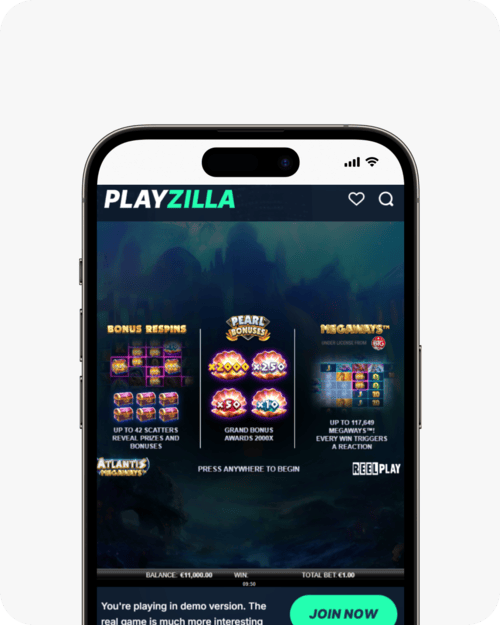 screenshot of playzilla atlantic megaways slot