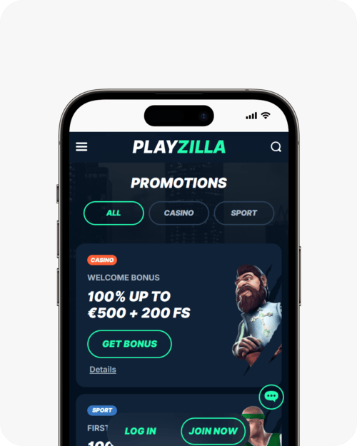 screenshot of playzilla casino welcome bonus