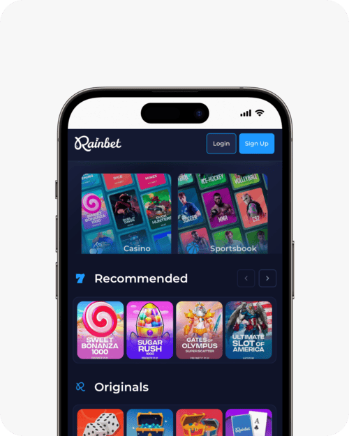 screenshot of rainbet homepage