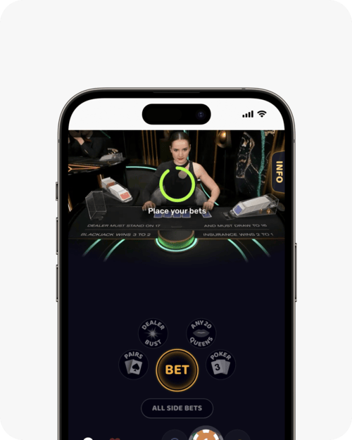 screenshot of vave gravity blackjack live casino game