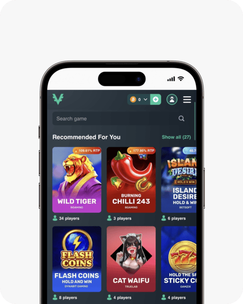 screenshot of vave casino slots