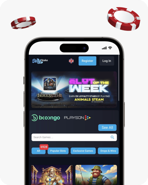 screenshot of mystake casino homepage