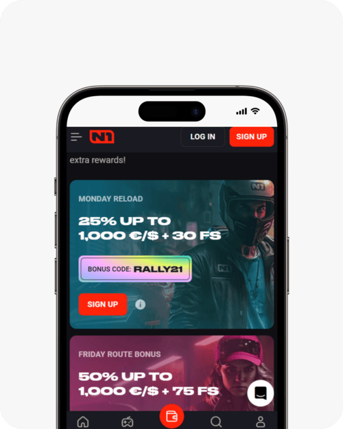 screenshot of n1 casino promotions page