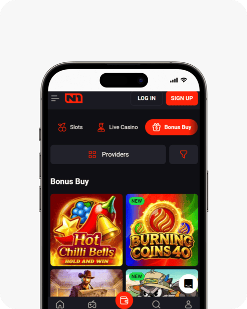 screenshot of n1 casino mobile site