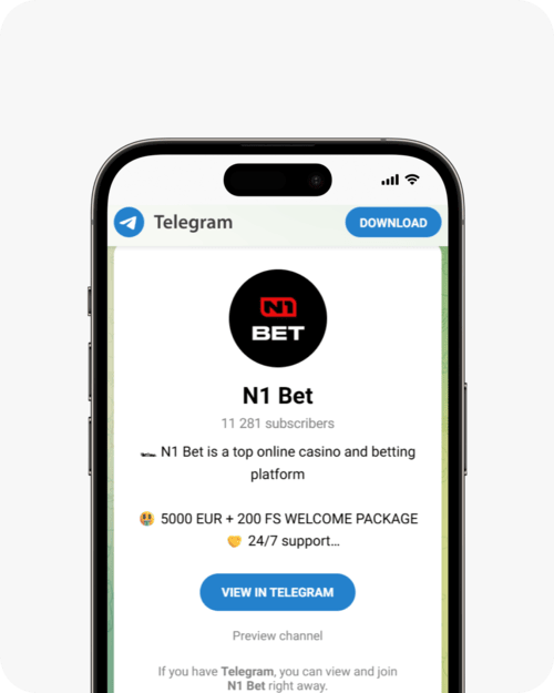 screenshot of n1 casino telegram channel