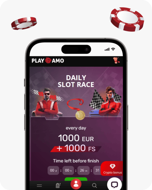 screenshot of playamo daily slot race tournament