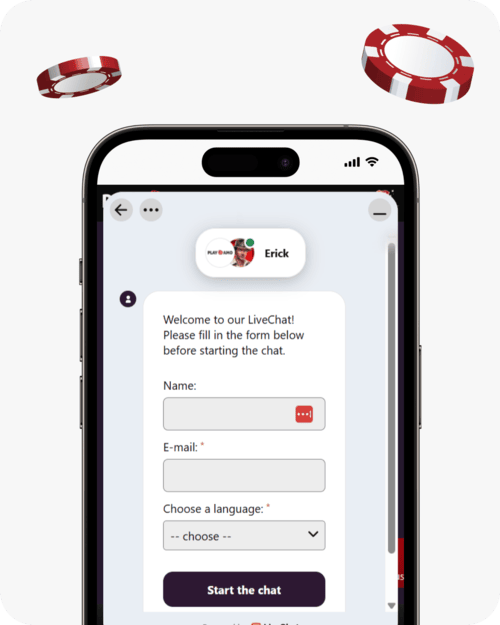screenshot of playamo live chat form