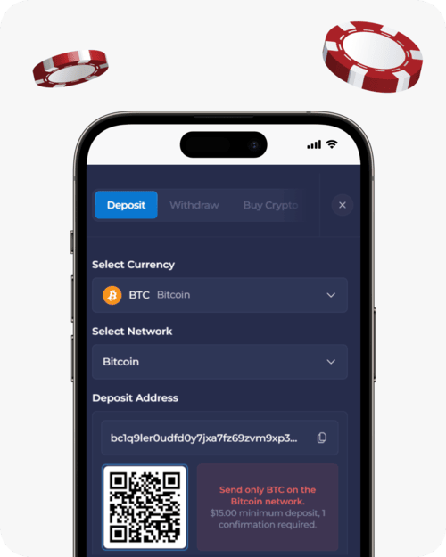 screenshot of rainbet bitcoin deposit