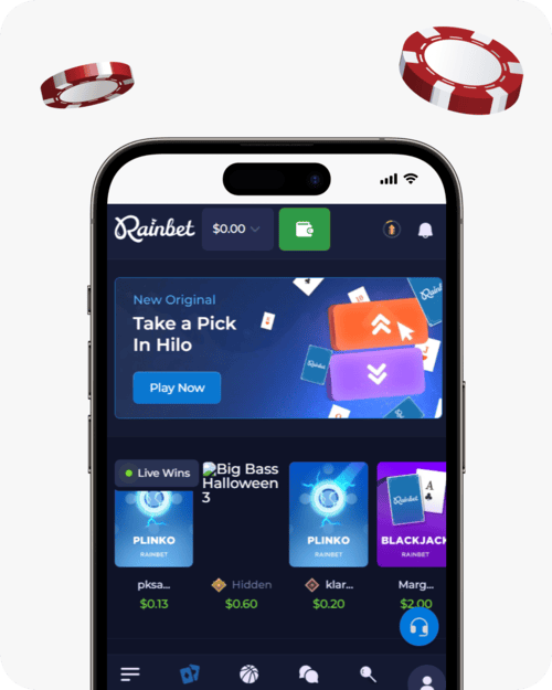 screenshot of rainbet casino homepage