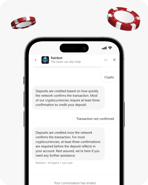 screenshot of rainbet chat bot