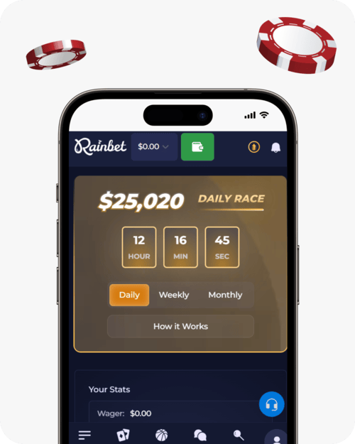 screenshot of rainbet daily race promo