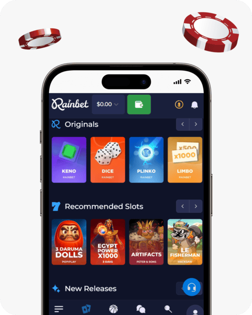 screenshot of rainbet games lobby