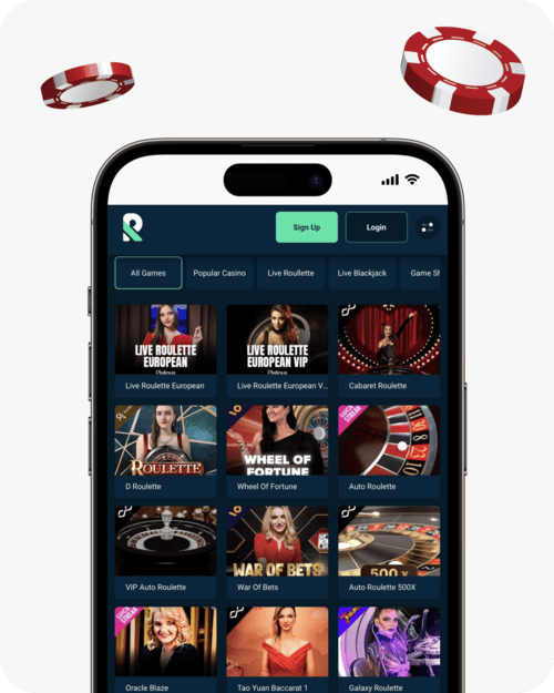screenshot of rolletto live casino games