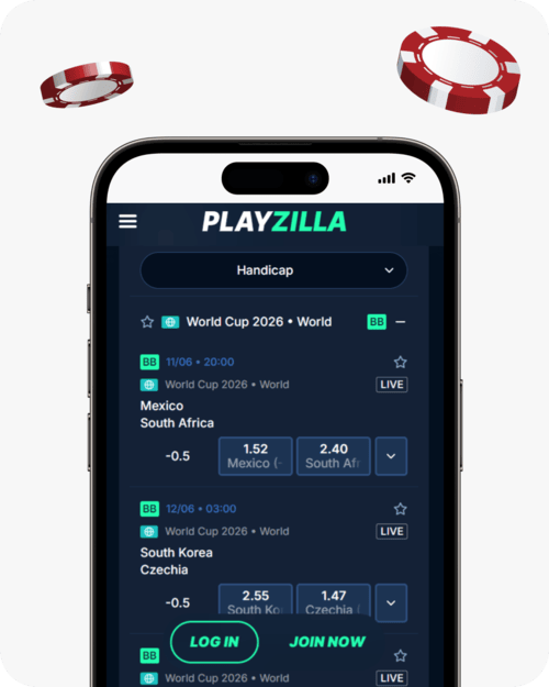 screenshot of playzilla world cup handicap betting